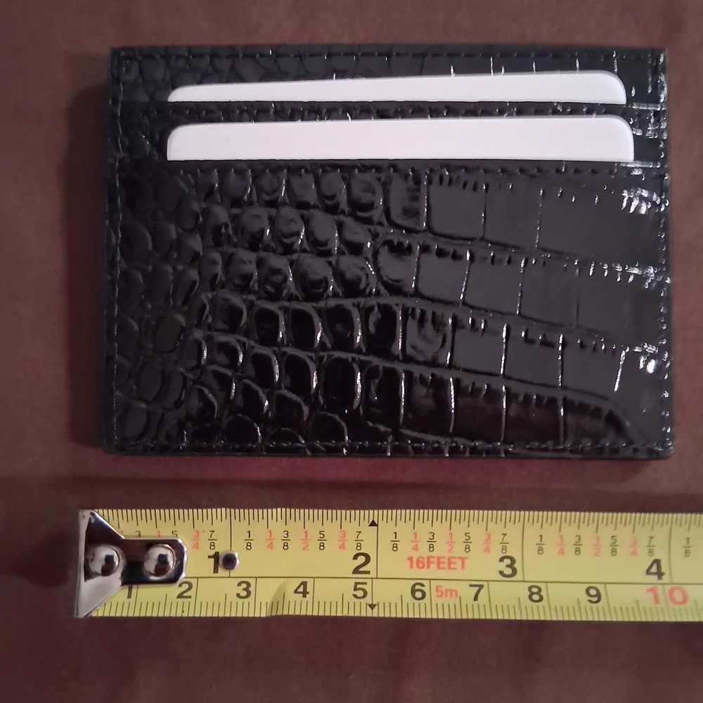 Saint Laurent Croc-Embossed Black Card Holder - Picture 5 of 6